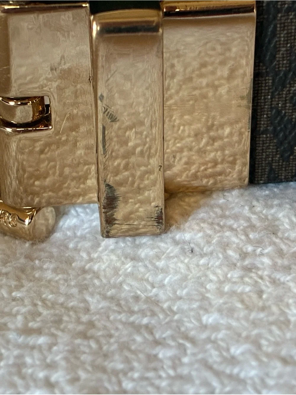 Michael Kors Brown MK Monogram Belt with Gold Hardware